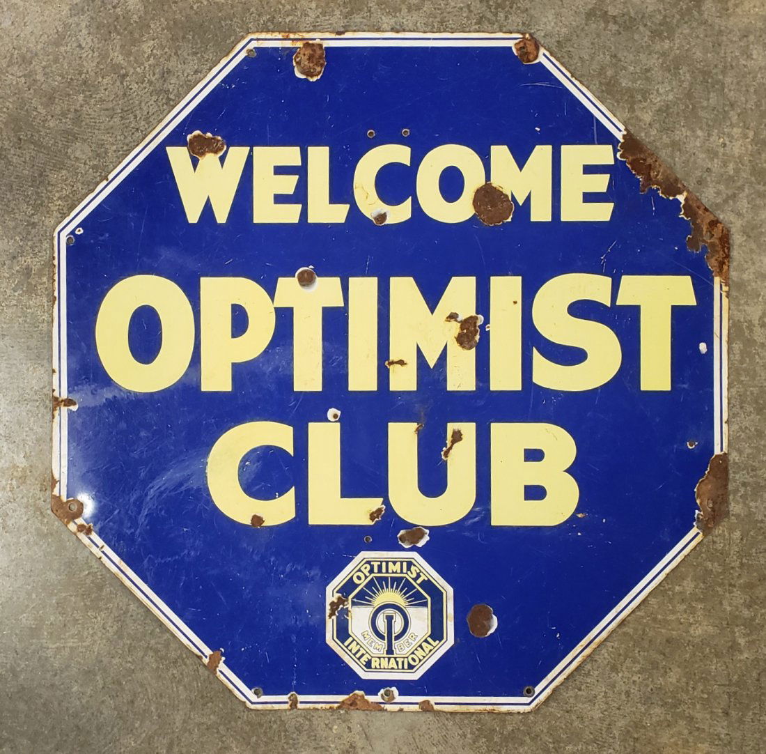 Porcelain Welcome Optimist Club Sign (1 of 1)