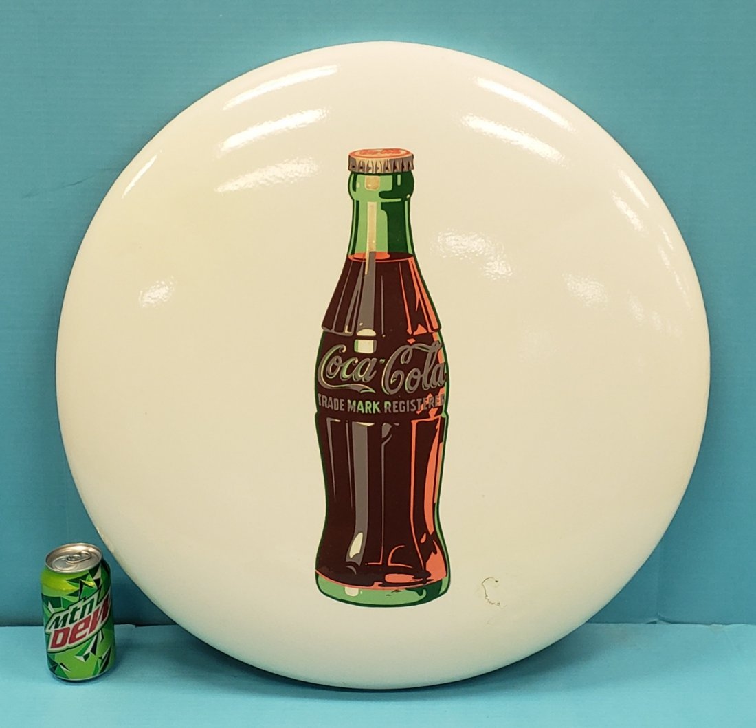 White Coca Cola Porcelain Button Sign (Restored) (1 of 6)