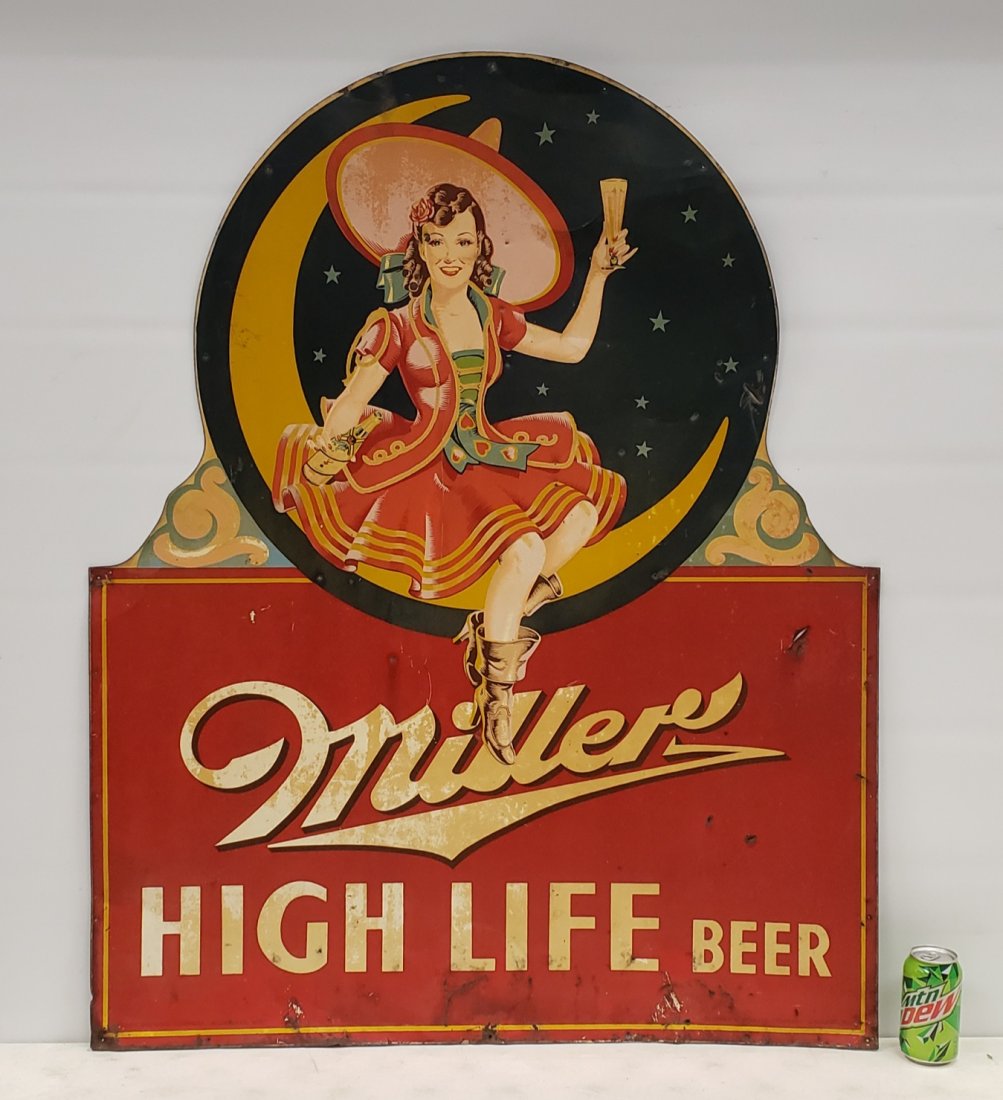 Rare Miller High Life Beer With Pin Up Girl