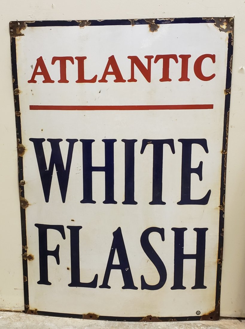 Atlantic White Flash Porcelain Sign (1 of 2)