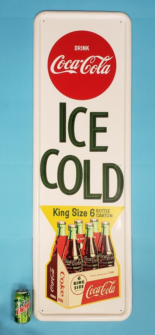 RARE 1950's NOS Coca Cola Ice Cold King Size 6 Bottle (1 of 3)