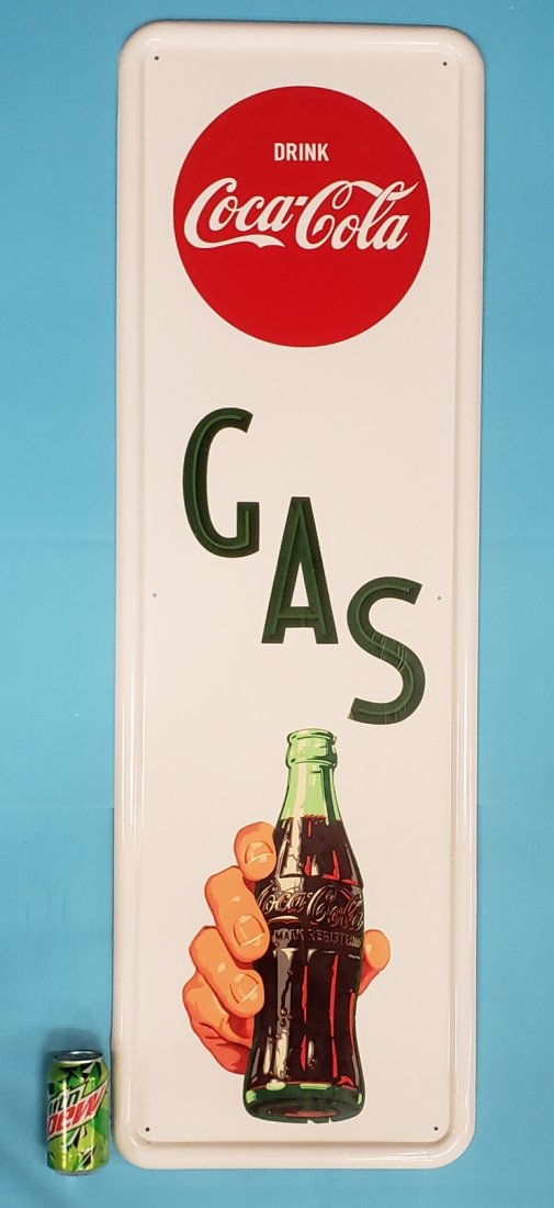 RARE 1950's NOS Coca Cola GAS Vertical Sign (1 of 4)