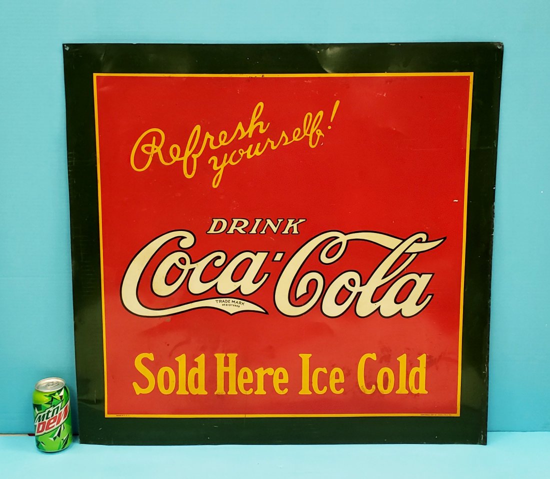 1927 Drink Coca Cola Refresh Youself Tin Sign (1 of 3)