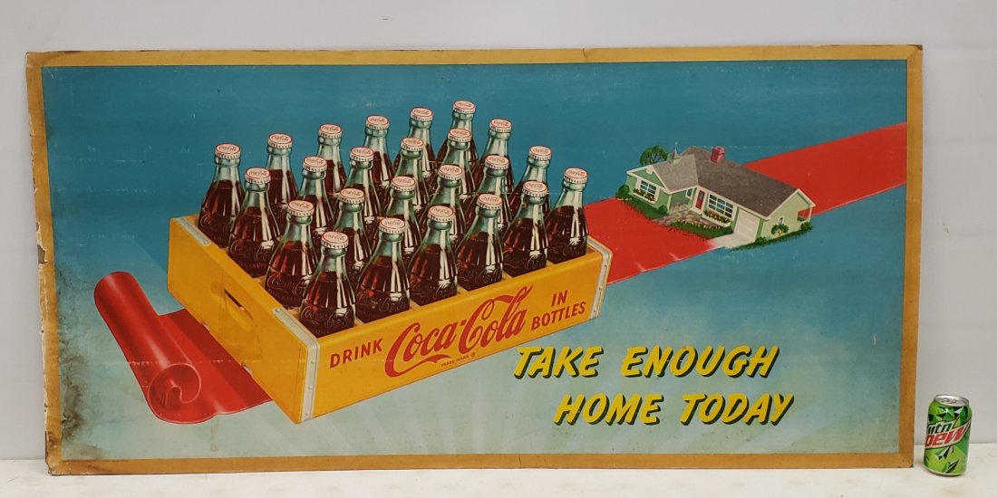 1952 Large Coca Cola Cardboard Sign Take Enough Home (1 of 7)