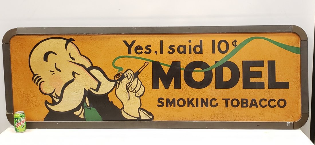 Large Model Smoking Tobacco Painted Metal Sign (1 of 3)