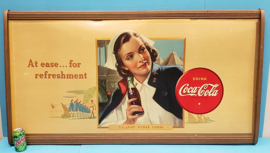 1942 Coca Cola US Army Nurse Corps Cardboard w/ Frame (1 of 2)