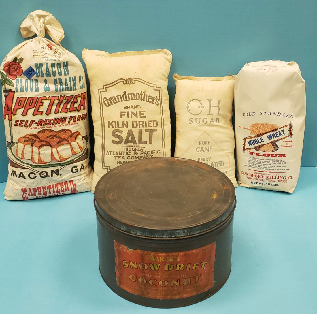 Country Store Lot - Snow Drift Tin & Flour & Sugar Bags (1 of 3)