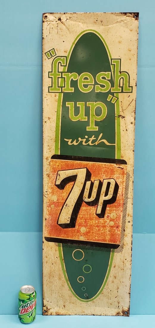 RARE Fresh Up with 7up Tin Embossed Sign (1 of 3)
