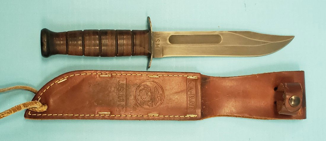 USMC KA-BAR Straight Edge Knife w/ Sheath (1 of 3)