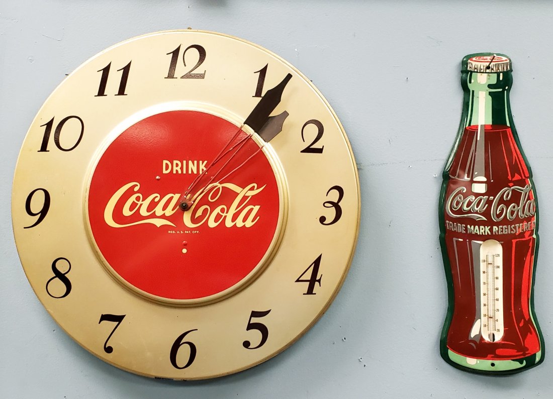 Drink Coca Cola Clock & Die Cut Bottle Thermometer (1 of 2)