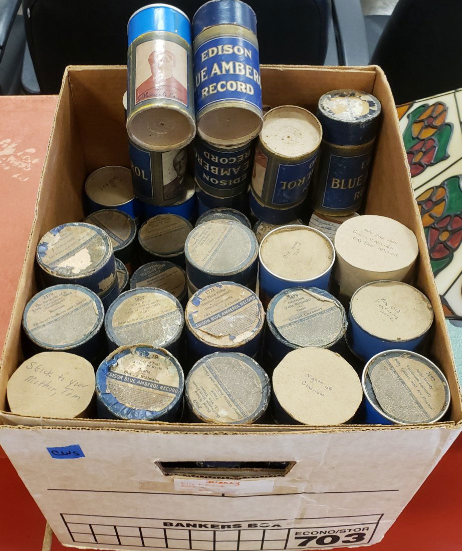 Lot of 50 Thomas Edison Blue Amberol Records (1 of 2)