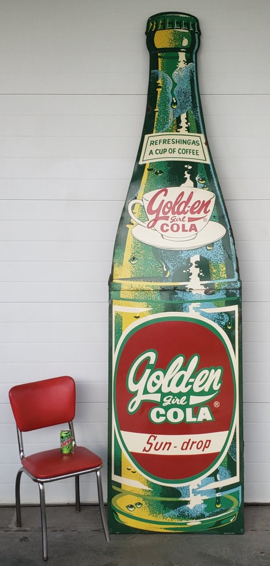 RARE Huge Golden Girl Cola Sun-Drop bottle sign (1 of 7)
