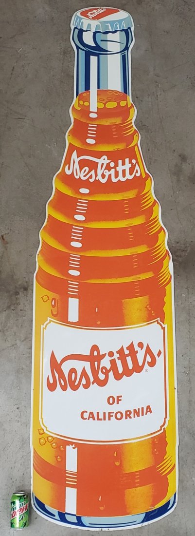 Huge Rare Nesbitt's Die Cut Bottle Sign (1 of 4)