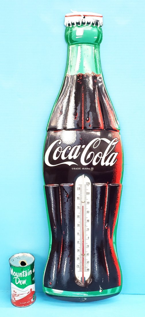 Large Coca Cola Die Cut Bottle Thermometer (1 of 2)