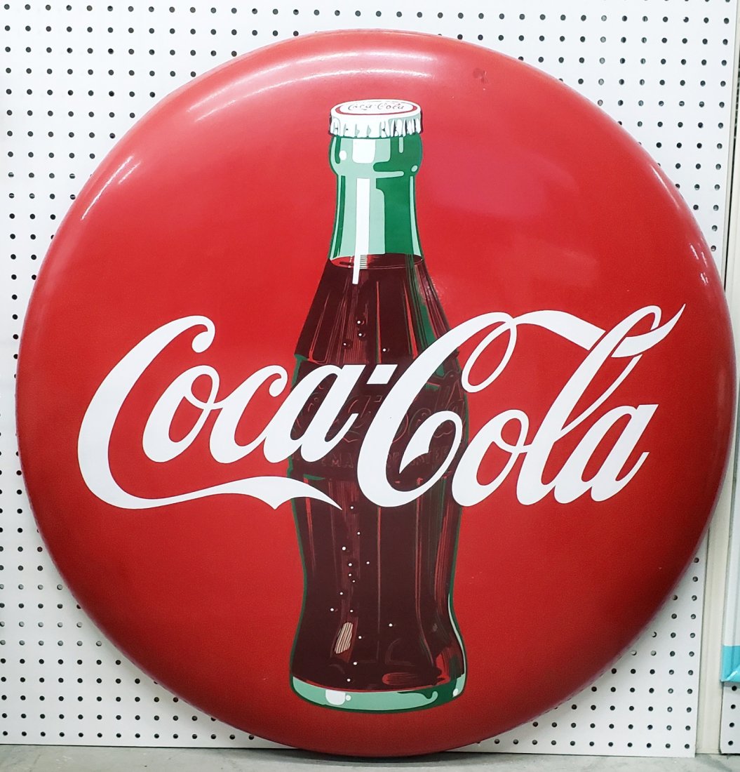 36" Porcelain Coca Cola Button Sign (1 of 3)