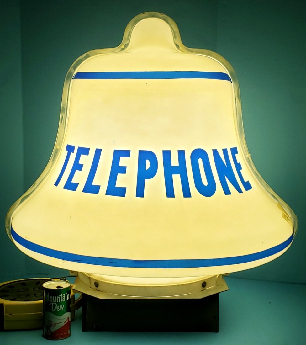 Large Rare Telephone Light Up Bell Sign (1 of 6)