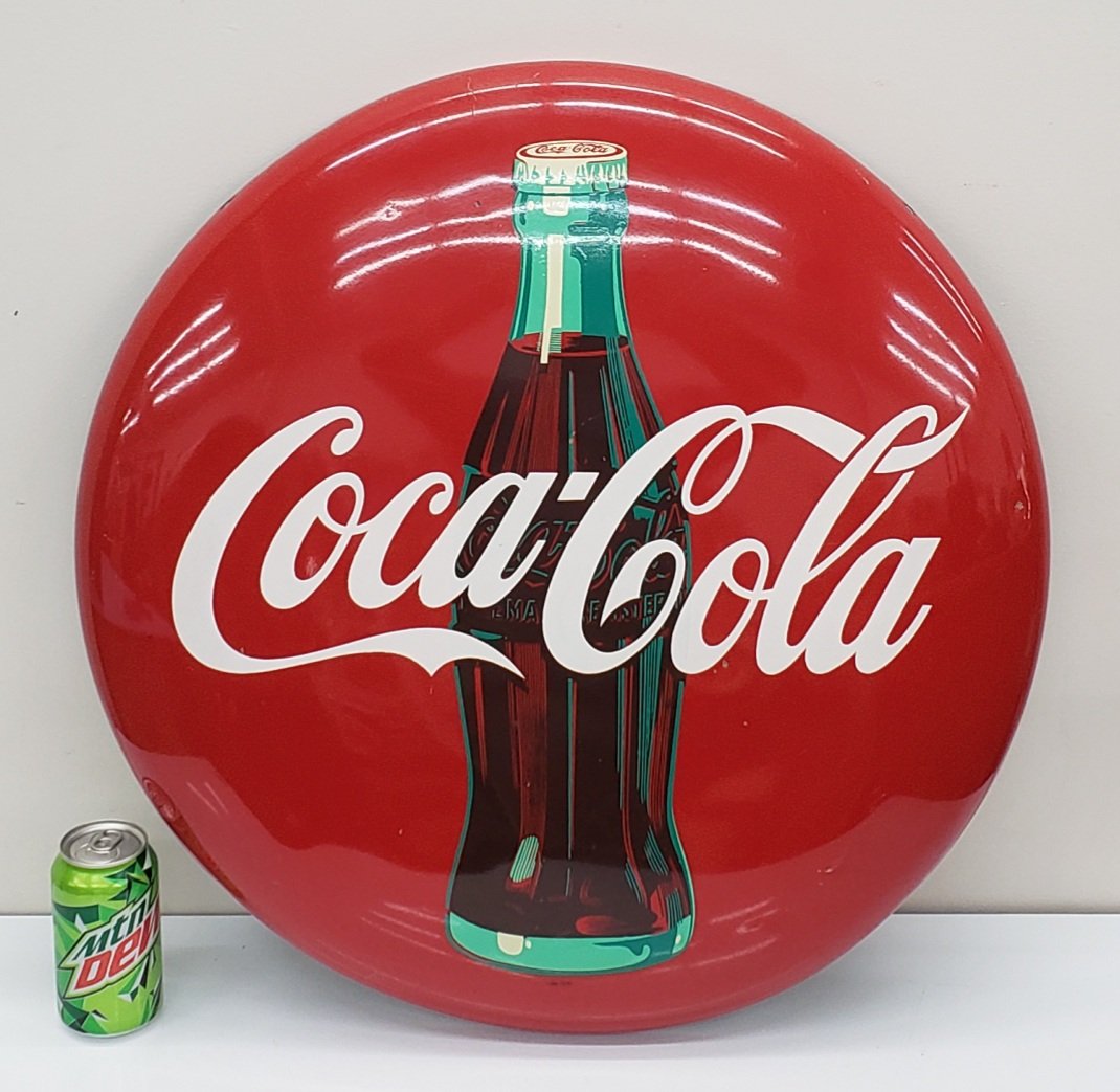 24" Coca Cola Button Sign with Bottle (1 of 4)
