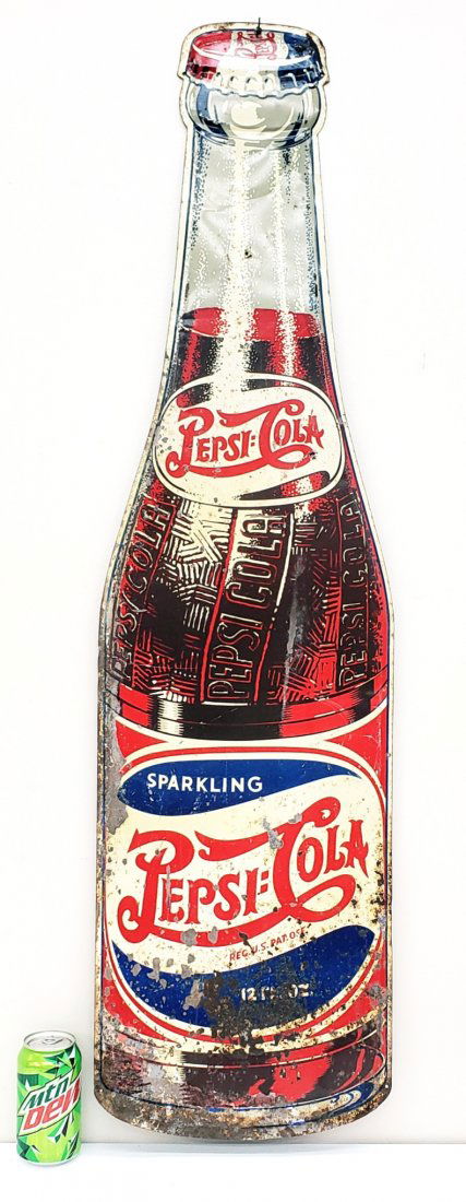 Pepsi Cola Double Dot Die Cut Bottle Sign (1 of 4)