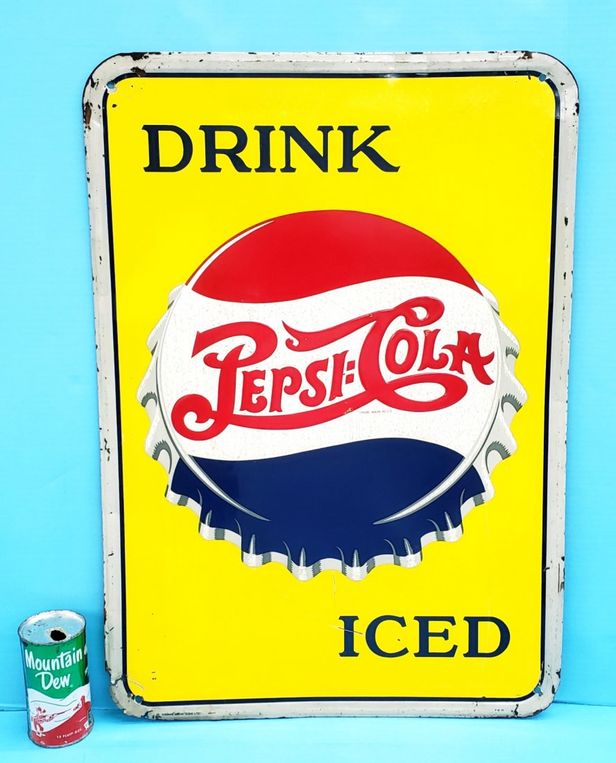 Drink Pepsi Cola Iced Embossed Tin Sign (1 of 4)
