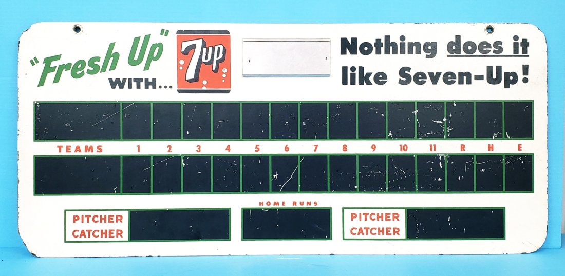 Fresh Up with 7up Masonite Baseball Scoreboard sign (1 of 2)