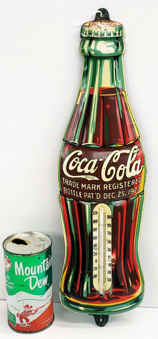 1935 Coca Cola Embossed Die Cut Bottle Thermometer (1 of 5)