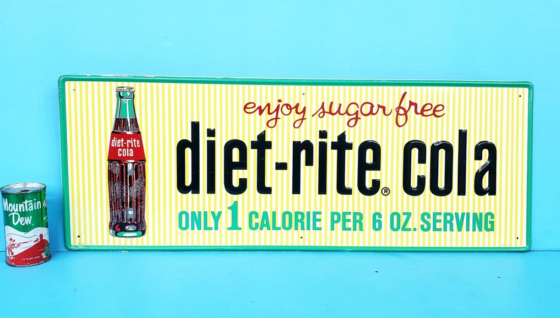 1961 NOS Diet Rite Cola Self Framed Tin Sign (1 of 3)