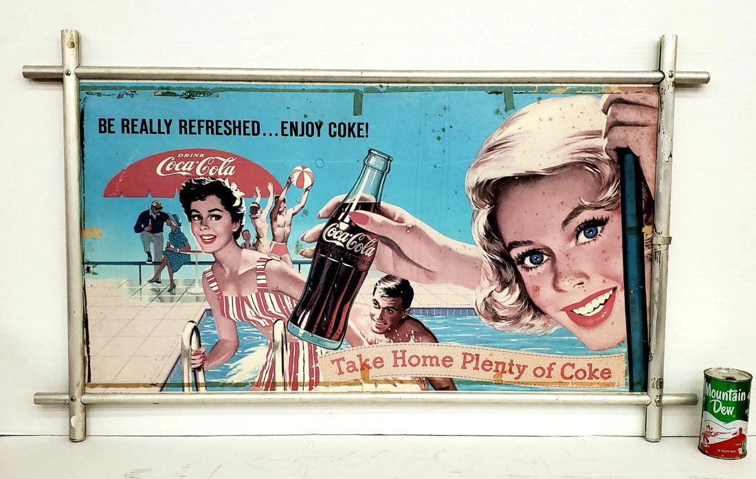 1959 Coca Cola Cardboard Sign with aluminum frame (1 of 2)