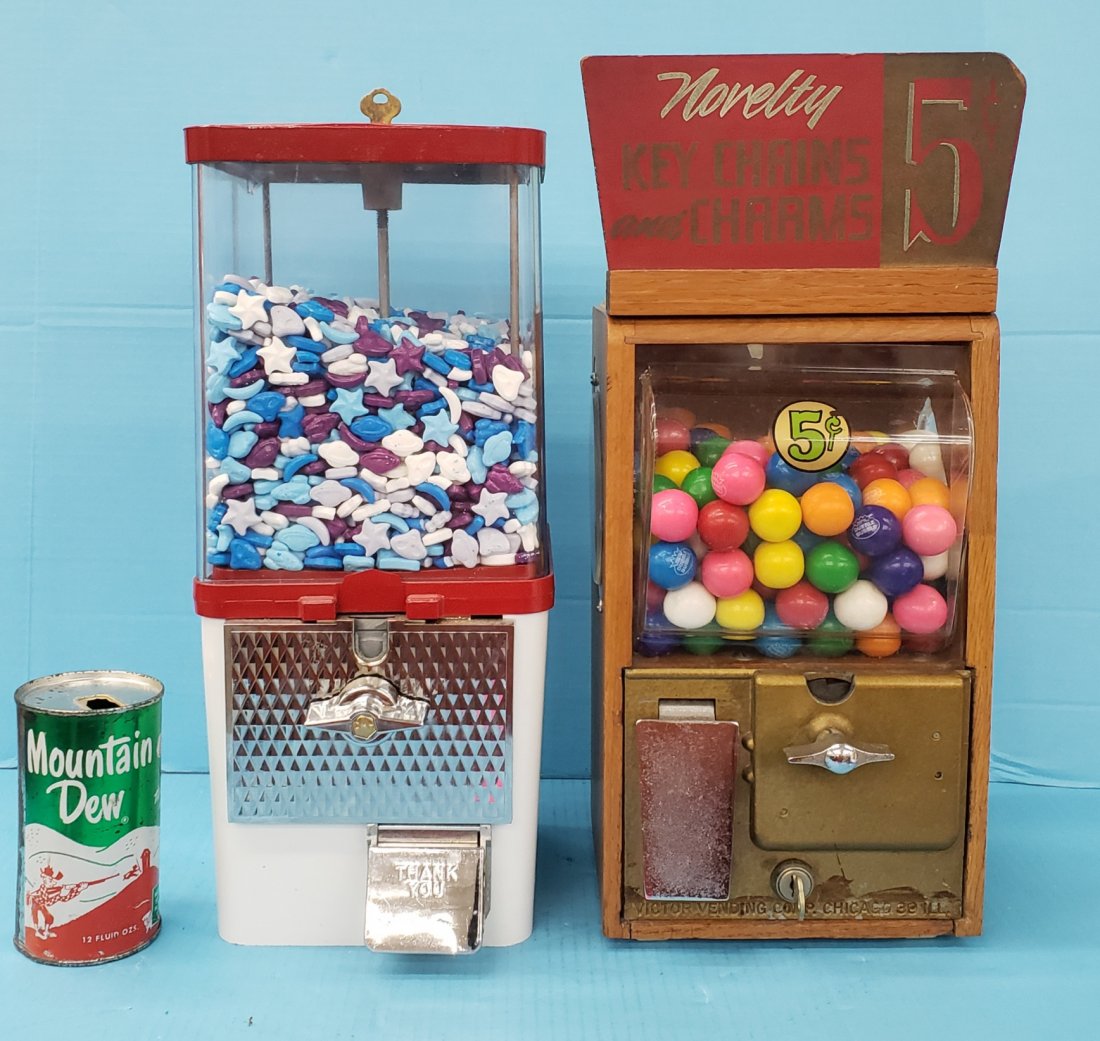 Two 5 Cent Peanut/Candy/Gumball Machines (1 of 5)