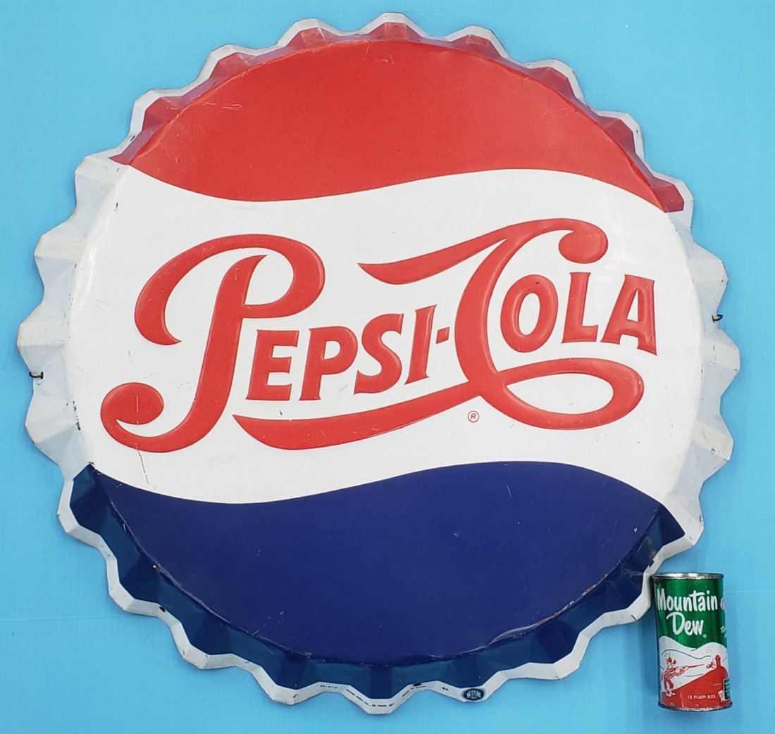 28" Pepsi Cola Embossed Bottle Cap sign (1 of 5)