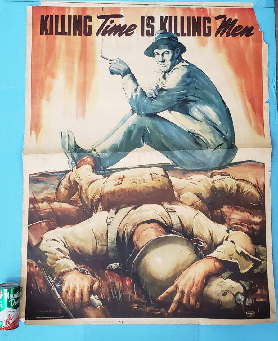 1943 WW2 Poster Killing Time Is Killing Men (1 of 5)