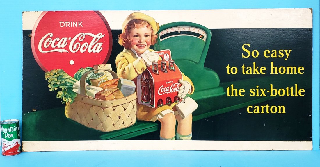 Rare 1937 Coca Cola Cardboard Sign (1 of 4)