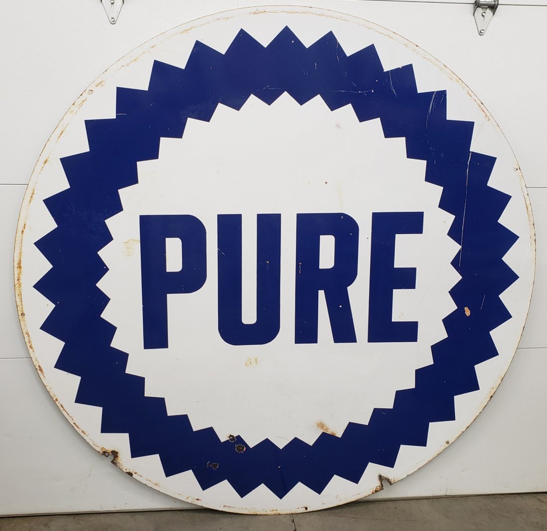 72" Double sided porcelain Pure Gas Station Sign (1 of 7)