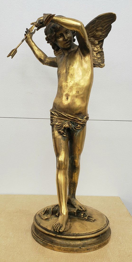 Circa 1844-1901 Large Cupid Bronze Statue (1 of 7)