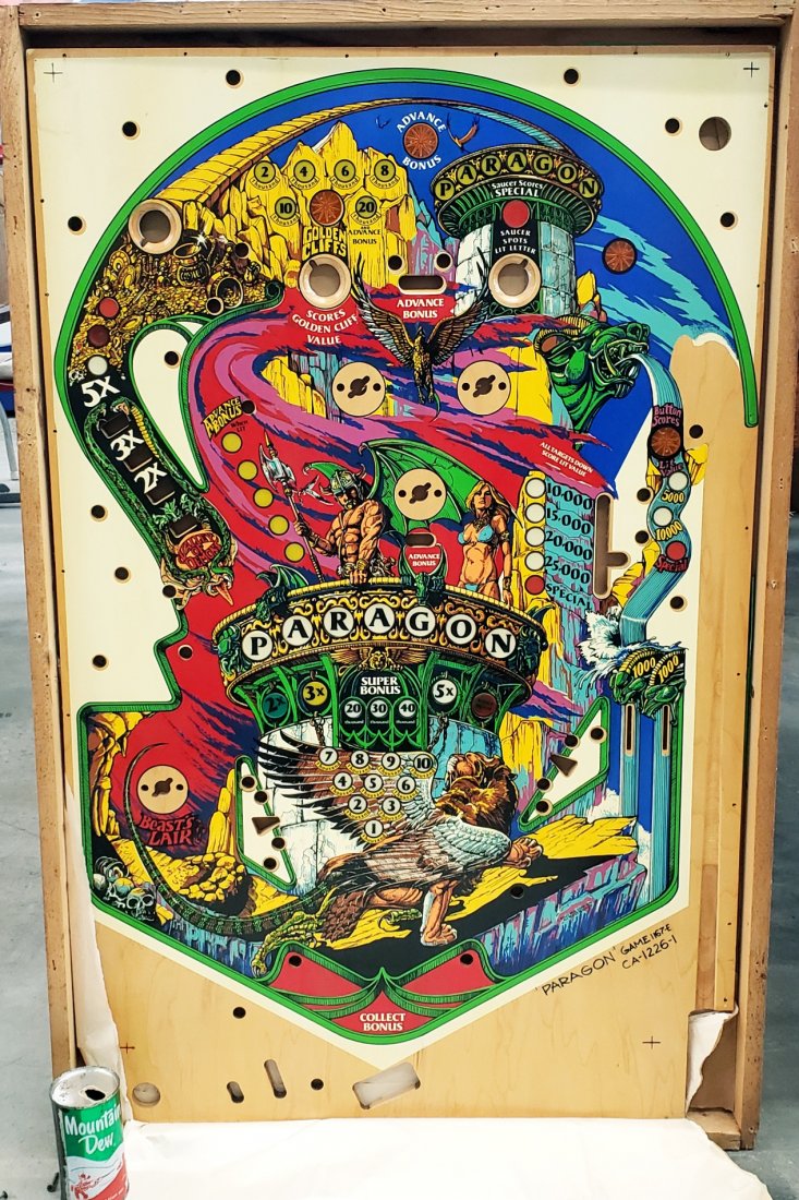 Paragon pinball machine backglass & NOS playfield board (1 of 7)