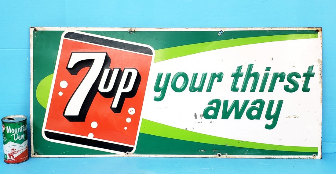 1965 7up your thirst away embossed tin sign (1 of 4)