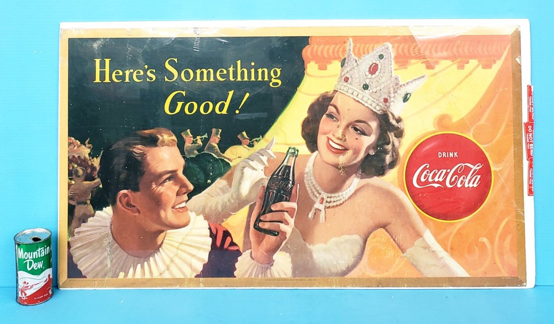 1951 Coca Cola Cardboard Sign Here's Something Good! (1 of 5)