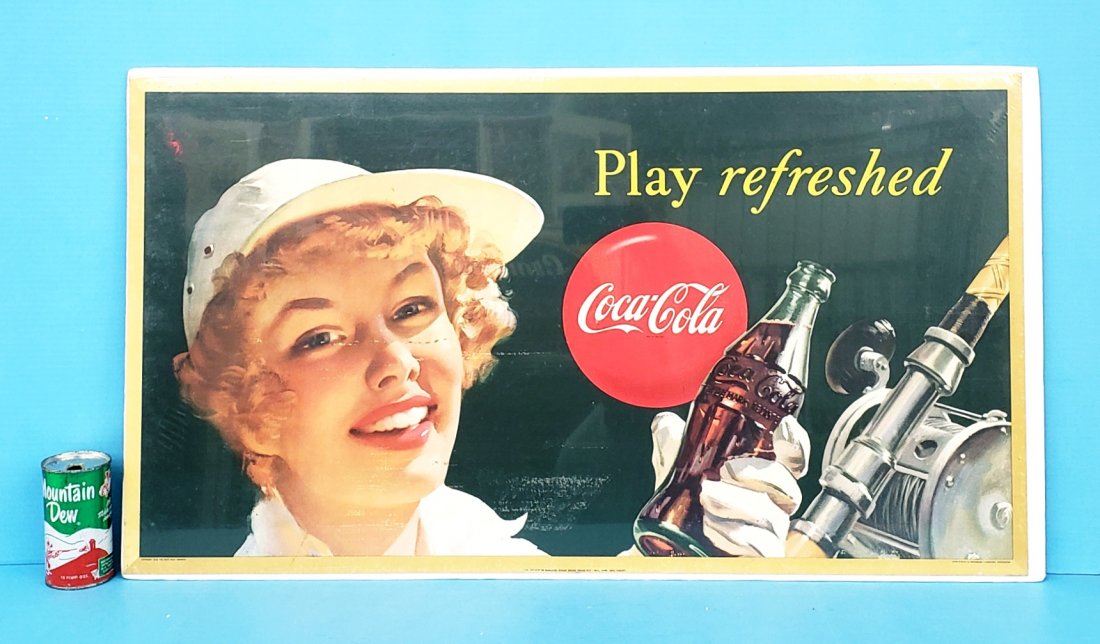 1949 Play Refreshed Coca Cola Cardboard Sign