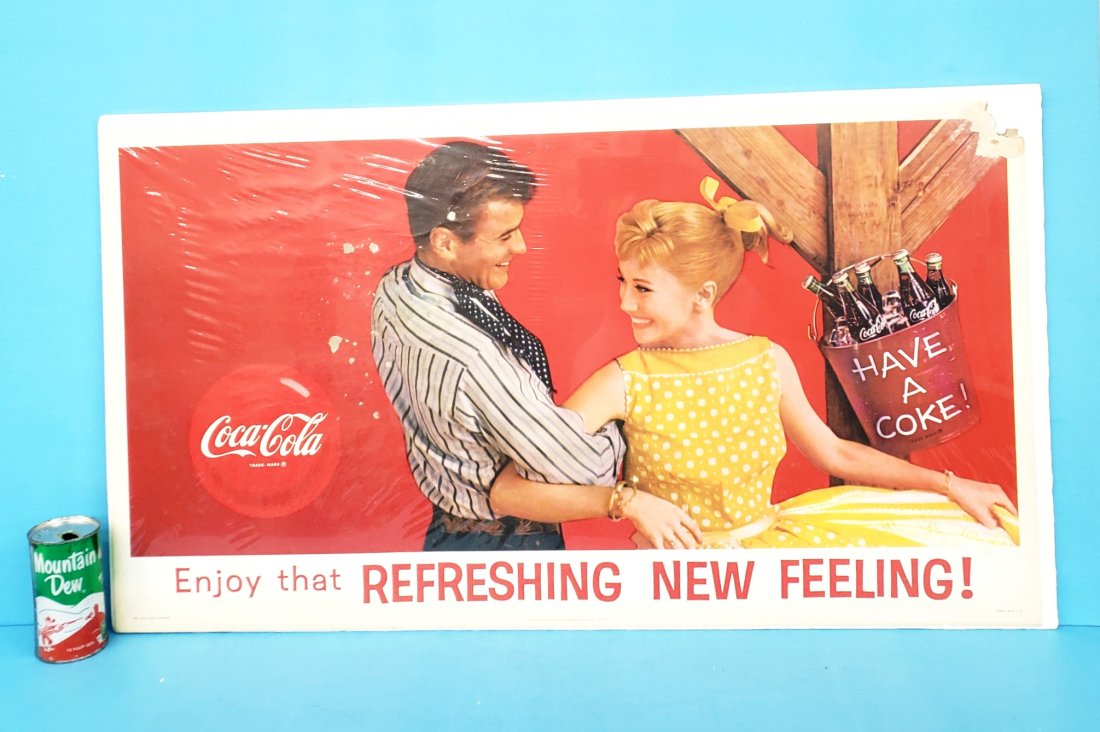 Coca Cola Cardboard Sign  Refreshing New Feeling (1 of 3)