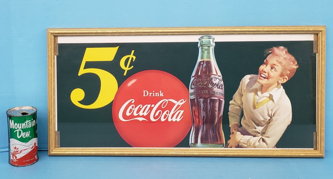 NOS 1950's Drink Coca Cola 5 cent window sign (1 of 1)