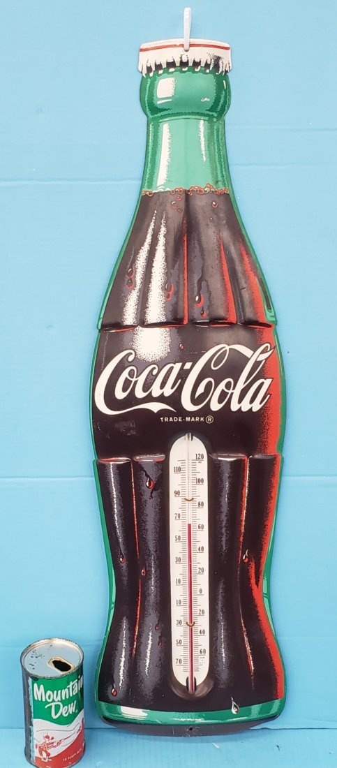 Large Coca Cola die cut bottle thermometer (1 of 3)