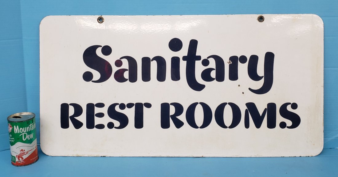 Sanitary Rest Rooms double sided porcelain sign (1 of 4)