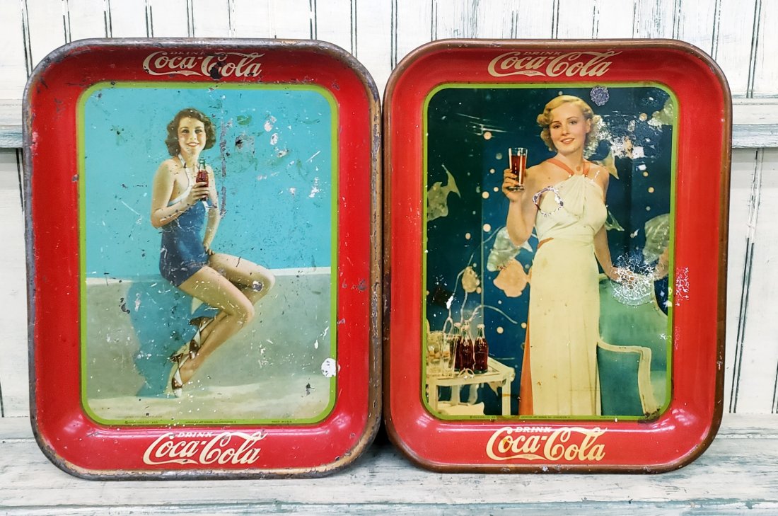 2 Coca Cola Pin-up Girl Trays 1933 & 1935 (1 of 1)