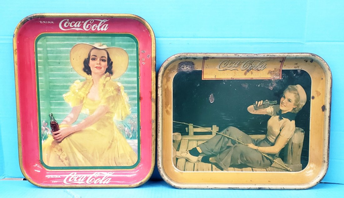 2 Coca Cola Pin-up Girl Trays 1938 & 1940 (1 of 1)