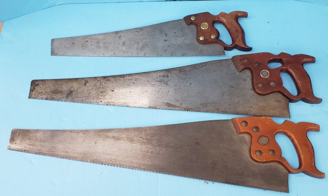 Lot of 3 Henry Disston & Sons Hand Saws D-8 (1 of 6)