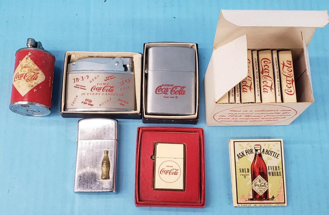 Vintage Coca Cola lighters & matches lot (1 of 3)