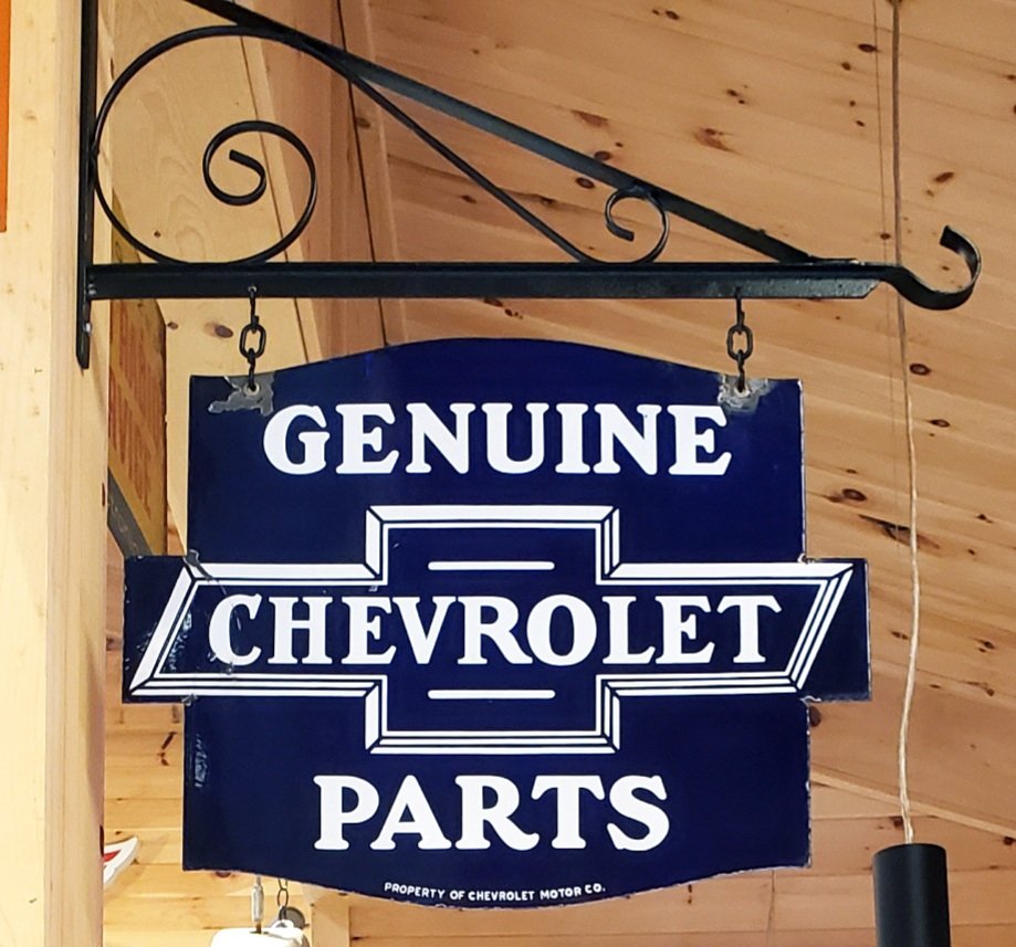 Genuine Chevrolet Parts Double Sided Porcelain Sign (1 of 5)
