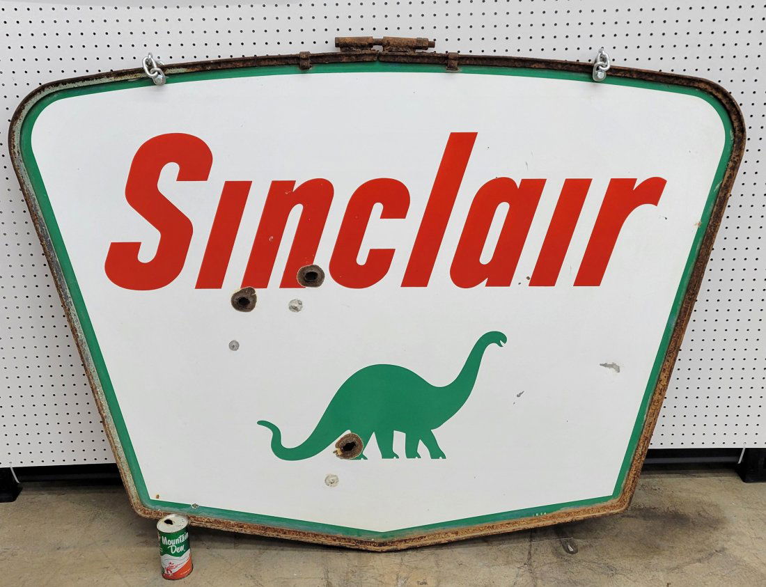 Sinclair porcelain double sided sign in ring (1 of 5)