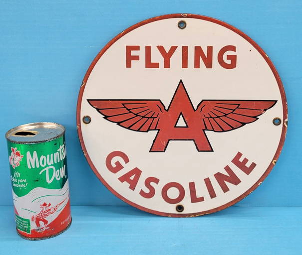 Flying A Gasoline Porcelain Gas Pump Plate