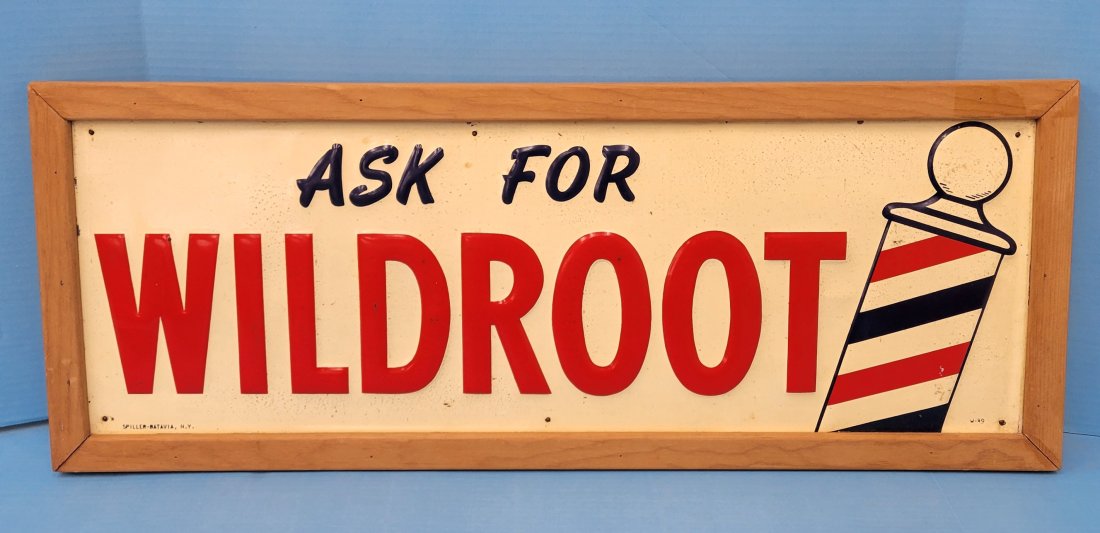 Wild Root embossed tin sign (1 of 3)