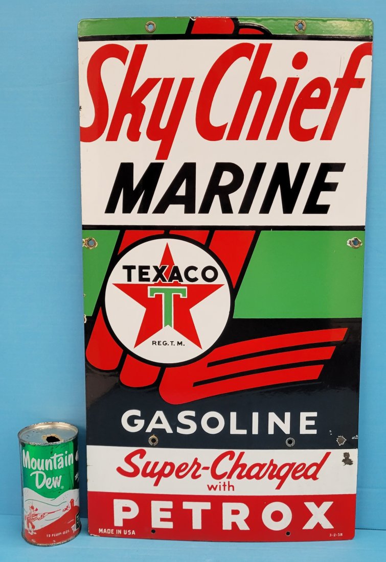 1958 Texaco Sky Chief  Marine Porcelain Pump Plate (1 of 4)